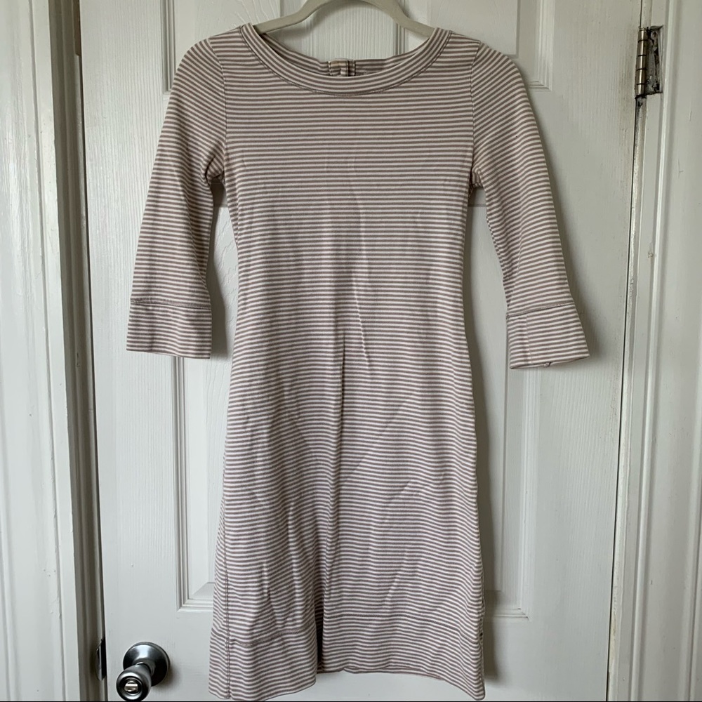 Banana Republic | Taupe & White Stripe Dress